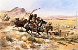 Charles Marion Russell Attack on a Wagon Train painting